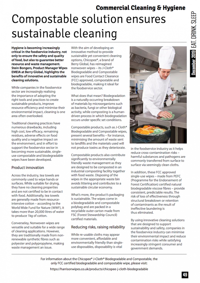 Compostable solution ensures sustainable cleaning