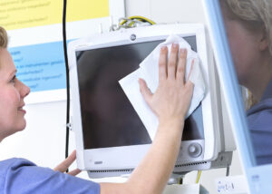 ealthcare cleaner, cleaning monitor with recycled microfibre wipe